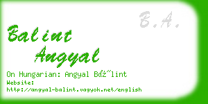 balint angyal business card